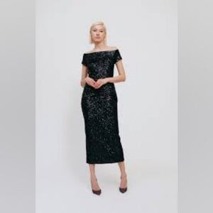 Sz 36 NWT Martin Grant sheath off shoulder sequined dress